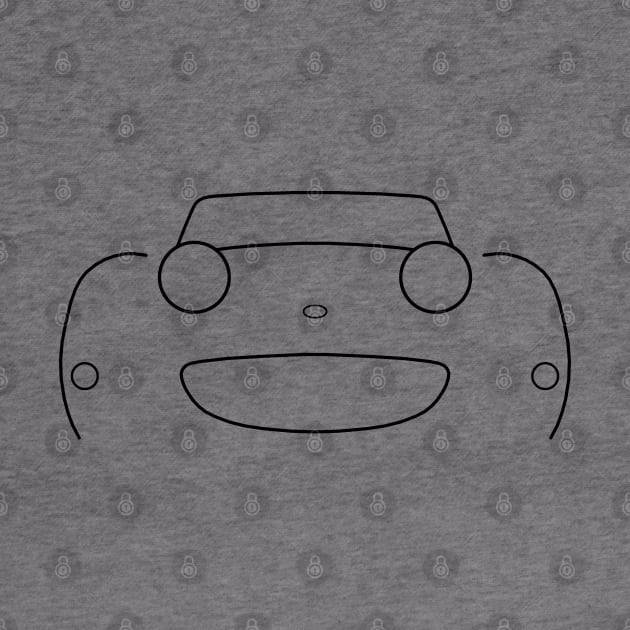 Austin-Healey "frogeye" Sprite British classic car minimalist outline graphic (black) by soitwouldseem